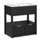Bathroom Cabinet with Open Storage Shelf and Two Drawers
