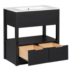 Bathroom Cabinet with Open Storage Shelf and Two Drawers