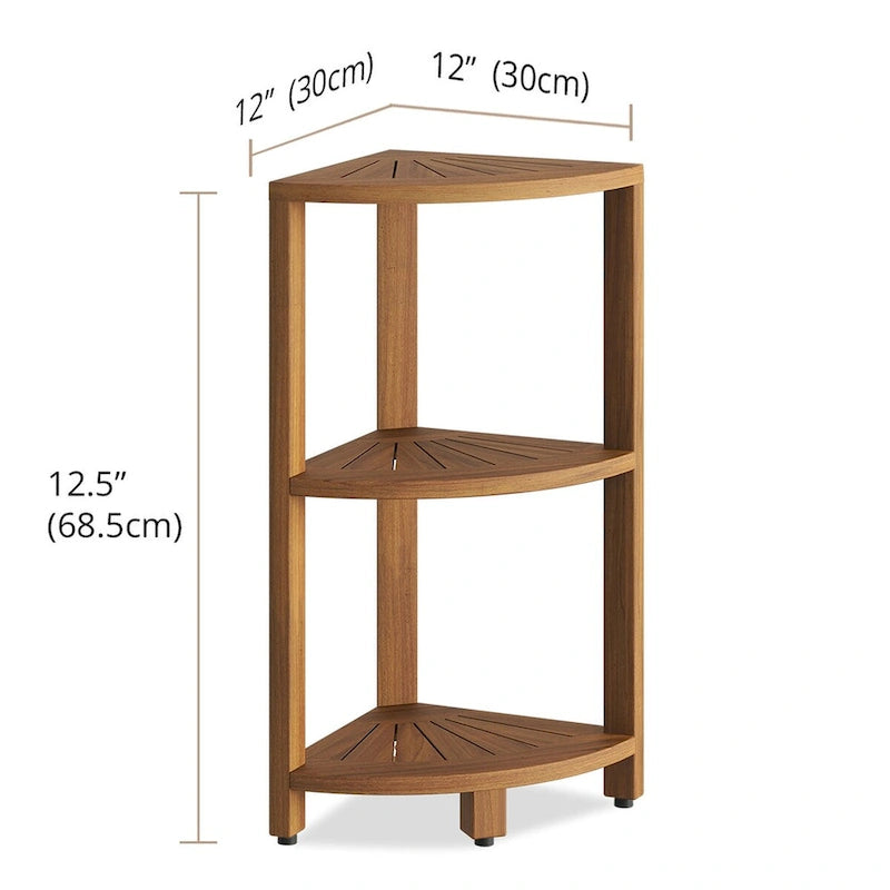 Kai Small 3-Tier Corner Teak Bath Shelf