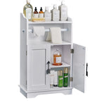 Javlego Bathroom Storage Cabinet, Wooden Floor Cabinet with 2 Doors and Toilet Roll Holder, Adjustable Shelf