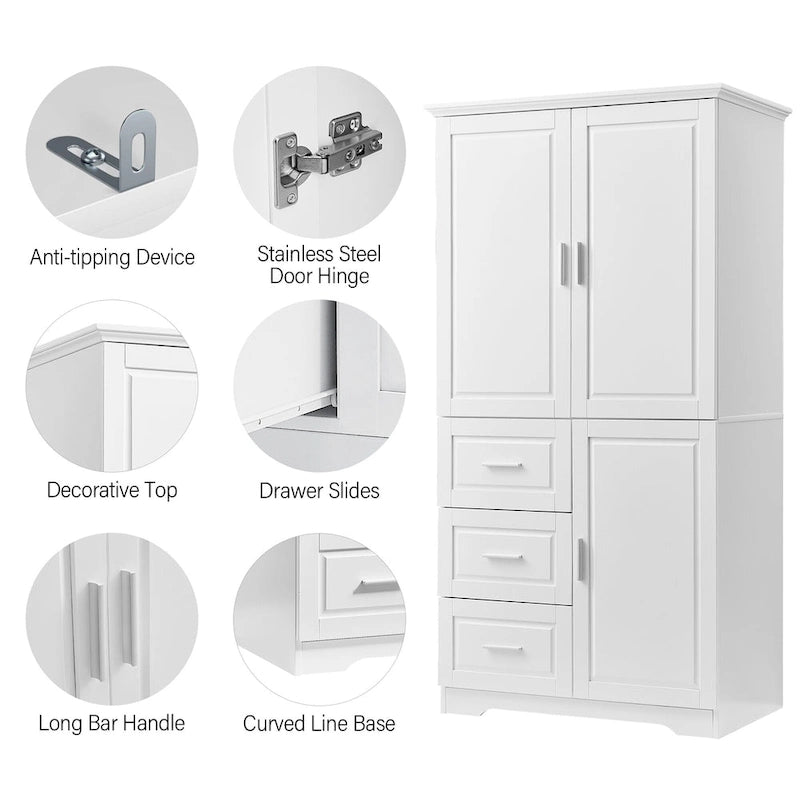 Bathroom Cabinet with Doors - N/A