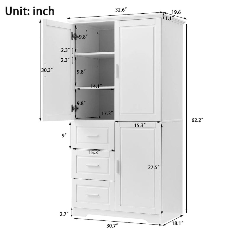 Bathroom Cabinet with Doors - N/A