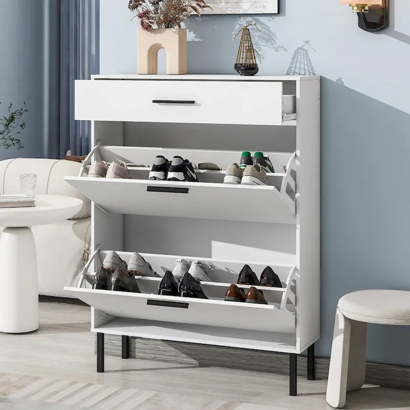 Shoe Cabinet Freestanding Shoe Rack Storage Organizer with Drawers - 31.5 W x 9.84 D x 43.3 H