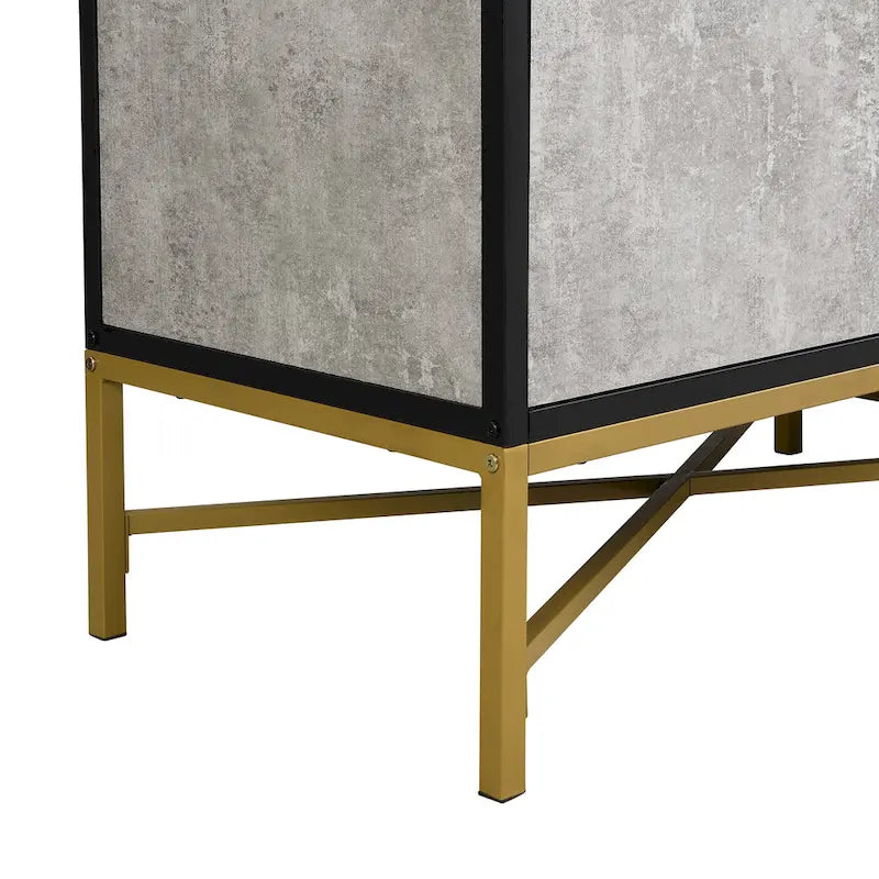 Distinctive Features of A Four-Door Sideboard with Metal and Cross-Leg Design,Suitable for Living Rooms