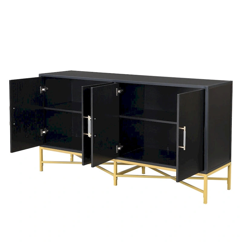 Distinctive Features of A Four-Door Sideboard with Metal and Cross-Leg Design,Suitable for Living Rooms
