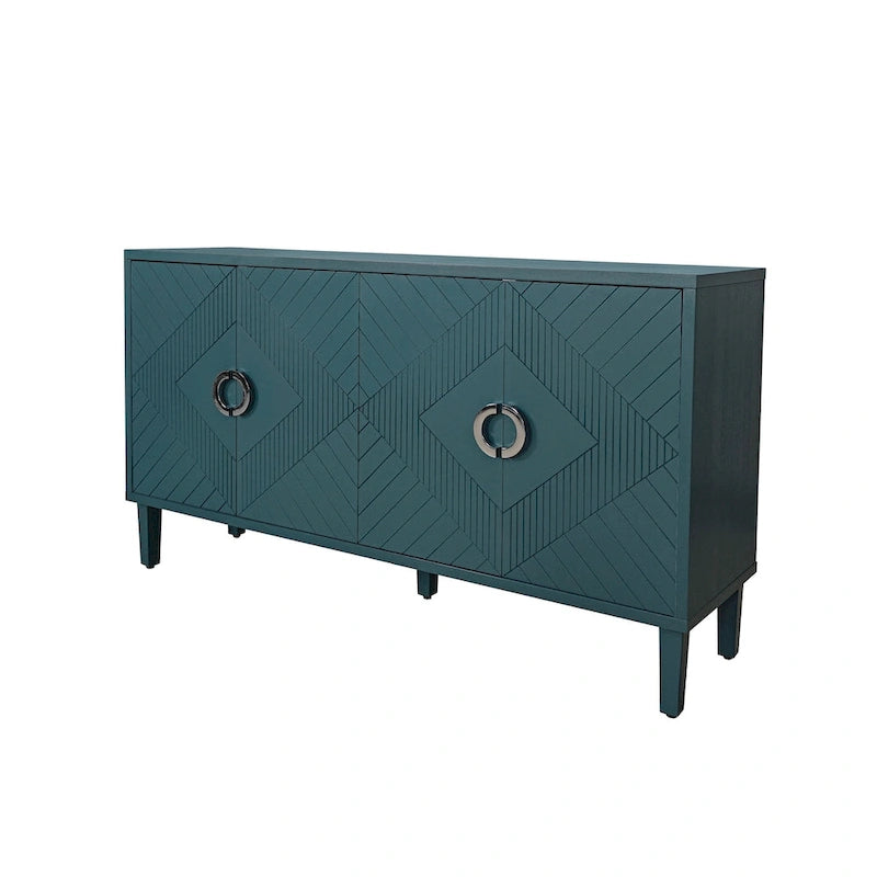 4-Door Storage Cabinet with Pine Legs and MDF