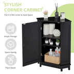 Black Bathroom Cabinet Triangle Corner Storage Cabinet with Adjustable Shelf Modern Style MDF Board