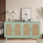 4-Door Cabinet with Rattan Doors