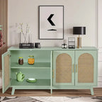 4-Door Cabinet with Rattan Doors