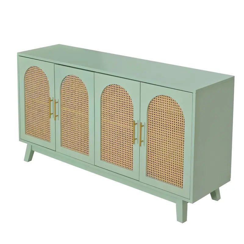 4-Door Cabinet with Rattan Doors
