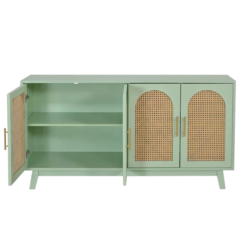 4-Door Cabinet with Rattan Doors