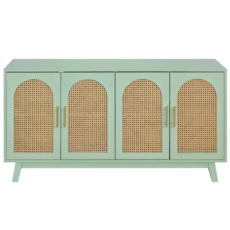 4-Door Cabinet with Rattan Doors