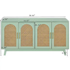 4-Door Cabinet with Rattan Doors