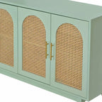 4-Door Cabinet with Rattan Doors