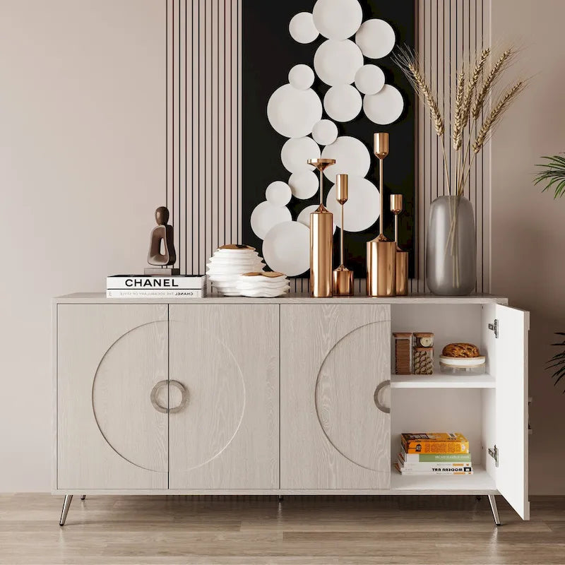 59.84W 4 Door Wooden Cabinet Sideboard Buffet - N/A
