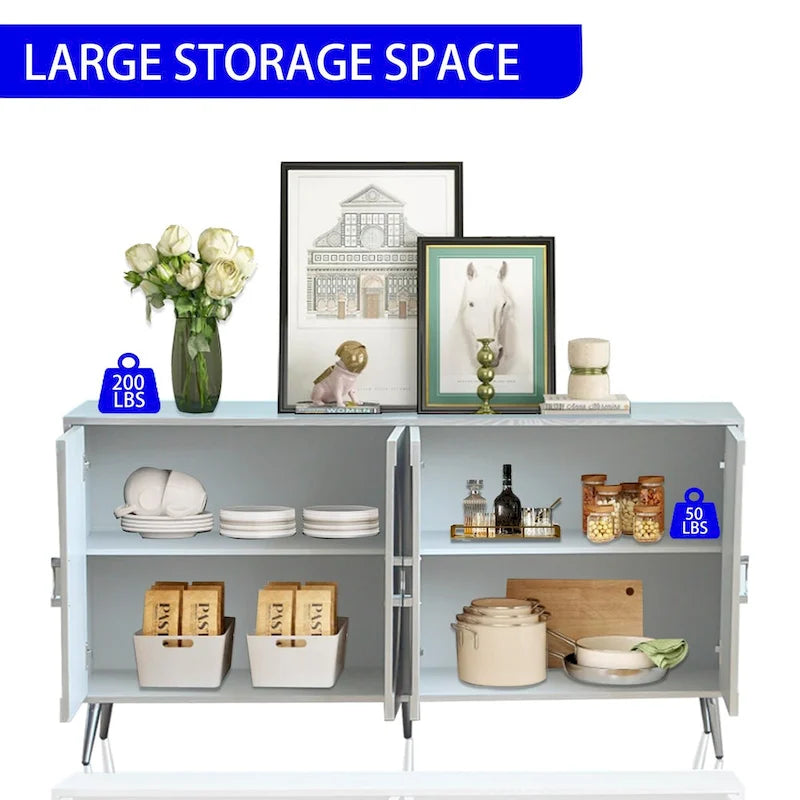 59.84W 4 Door Wooden Cabinet Sideboard Buffet - N/A
