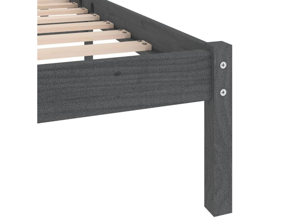 Grey bed, solid pine wood, 200x200