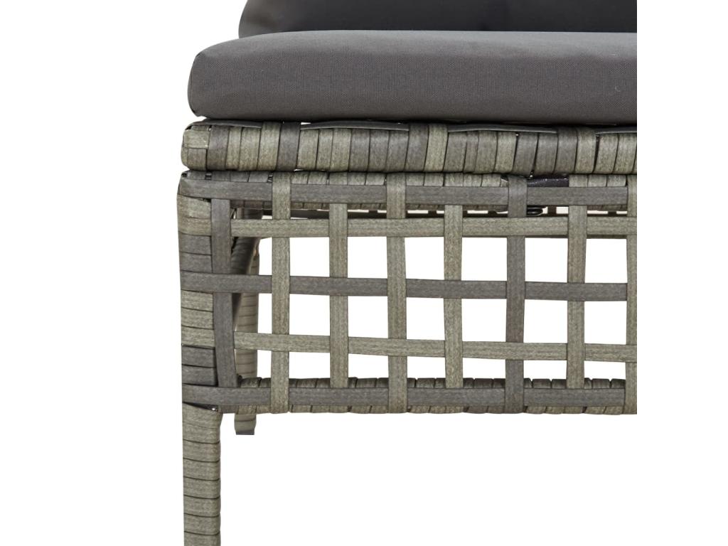 4-piece garden furniture set with cushions, grey woven resin