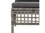 4-piece garden furniture set with cushions, grey woven resin
