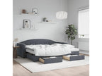Daybed with trundle and drawers, dark grey… 90x200cm velvet