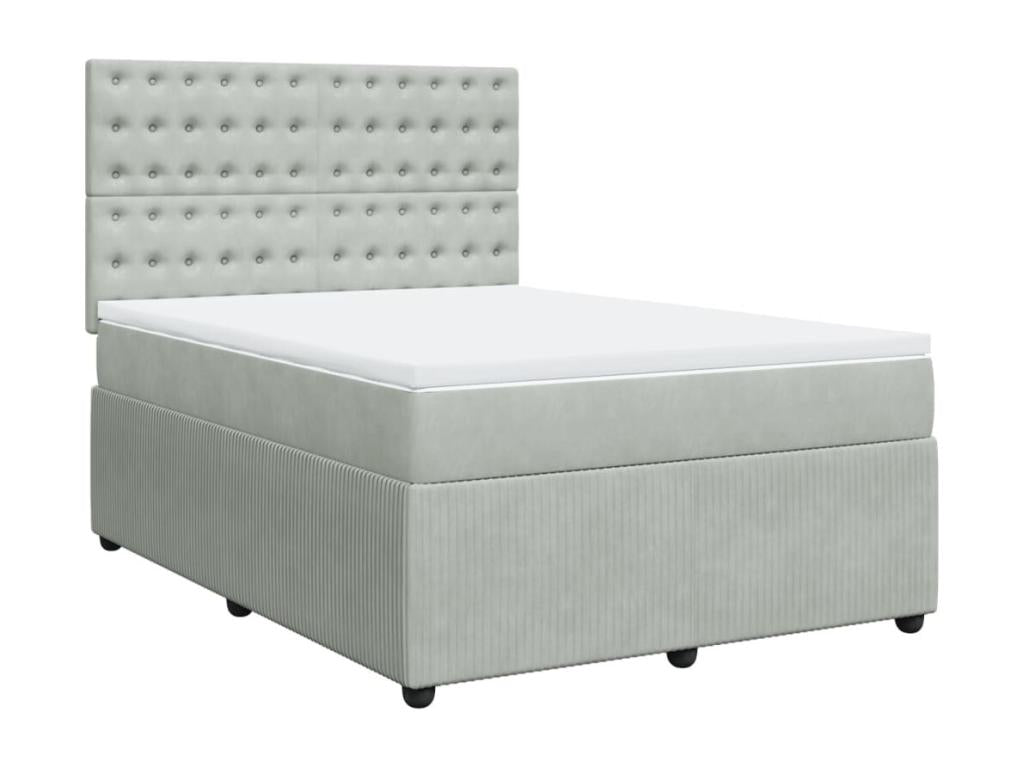 Vertchez bed base and mattress, light grey, 140x190cm, velvet