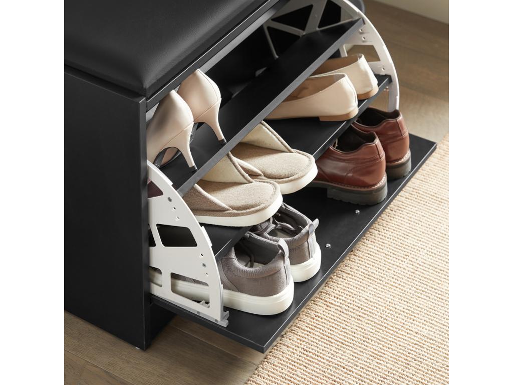 Shoe Cabinet Bench with 1 Drop-Down Door and Cushion, Entryway Furniture, Storage Chest Fsr16-sch