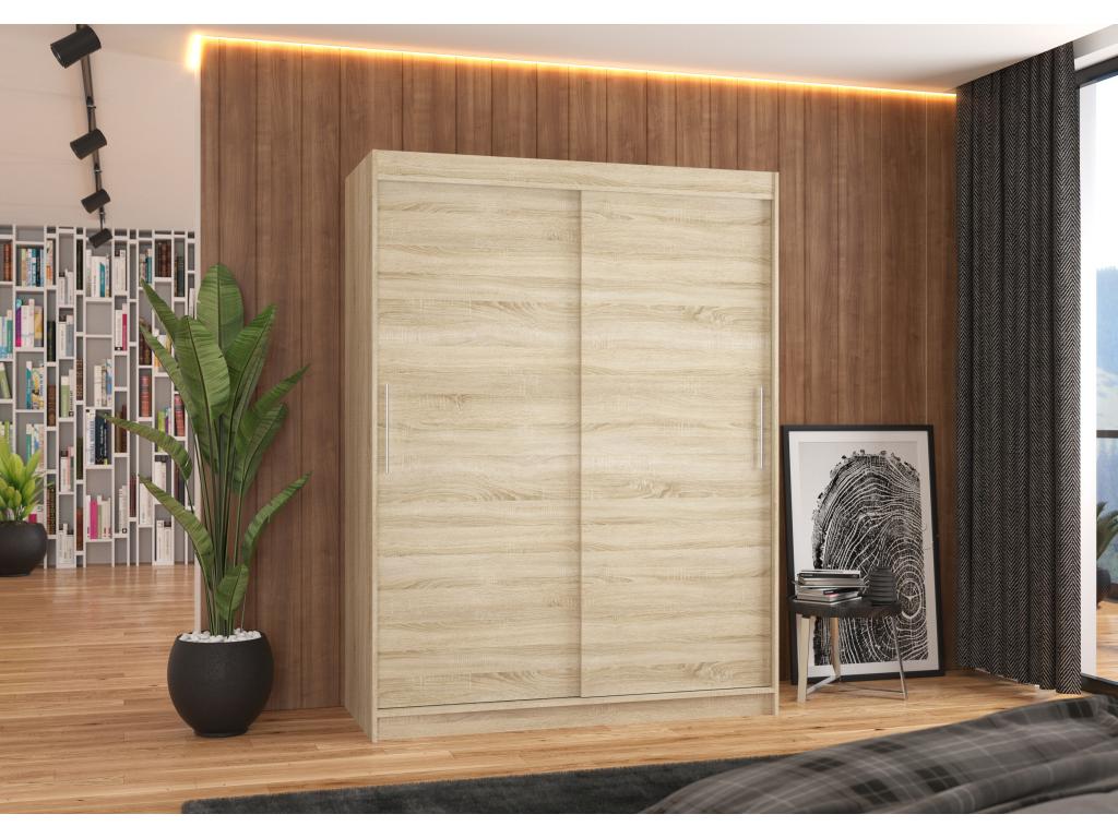 Natural bedroom wardrobe with 2 sliding doors, Meublita 150cm
