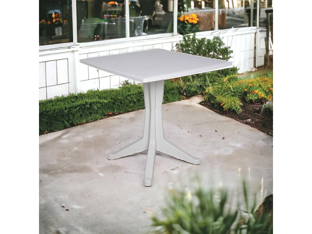 Meublita outdoor table with fixed square shelf, versatile garden table, Made in Italy, 70x70x72 cm, White
