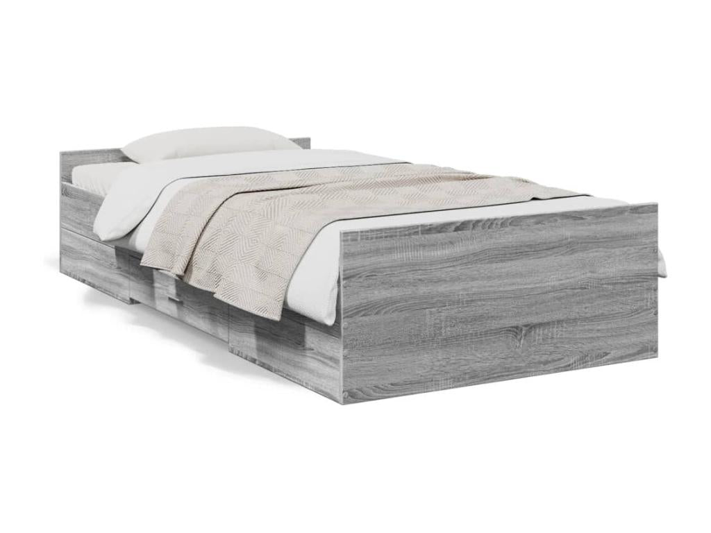 Bed frame with drawers without mattress Vertchez grey 75x190 cm