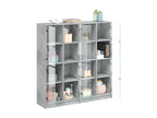 Bookcase with concrete grey doors, 136x37x142 cm