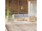 5-piece garden furniture set with grey pine wood cushions