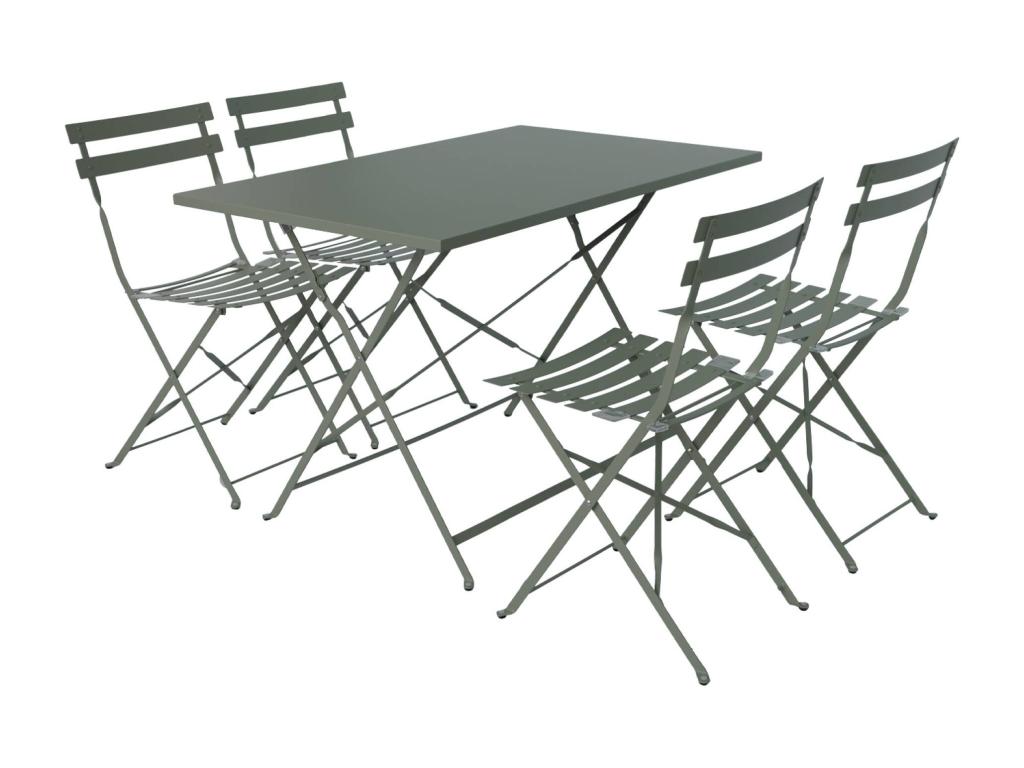Rectangular folding bistro garden furniture set 110x70cm - with four folding chairs - powder-coated steel…