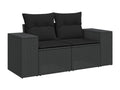 5-piece garden furniture set with black resin wicker cushions