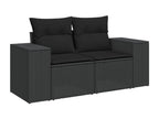5-piece garden furniture set with black resin wicker cushions