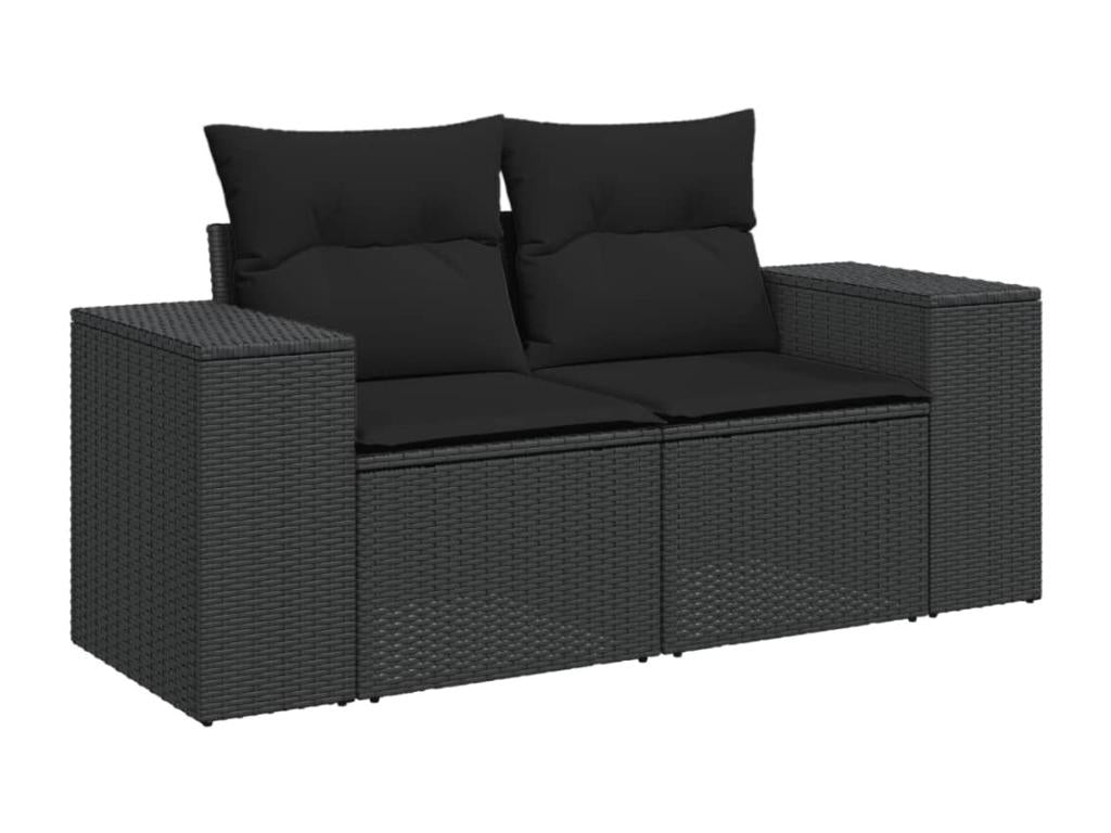 5-piece garden furniture set with black resin wicker cushions