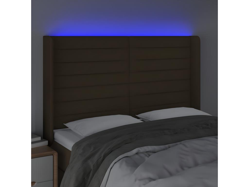 LED headboard Dark brown 147x16x118/128 cm Fabric