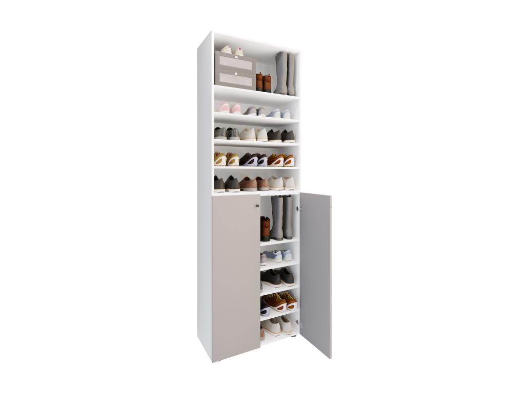Vertchez XL Wooden Large Shoe Cabinet Large Boot Hallway Furniture Vertchez 10 Compartments White / Grey