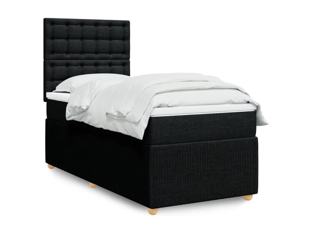 Vertchez bed base with black mattress 90x200 cm fabric