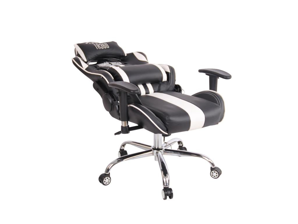 Office chair - Faux leather / Chrome metal - Black / White - Meublita XM
