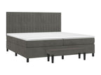 Bed with upholstered base and mattress, Dark Grey, 200x200cm, Velvet