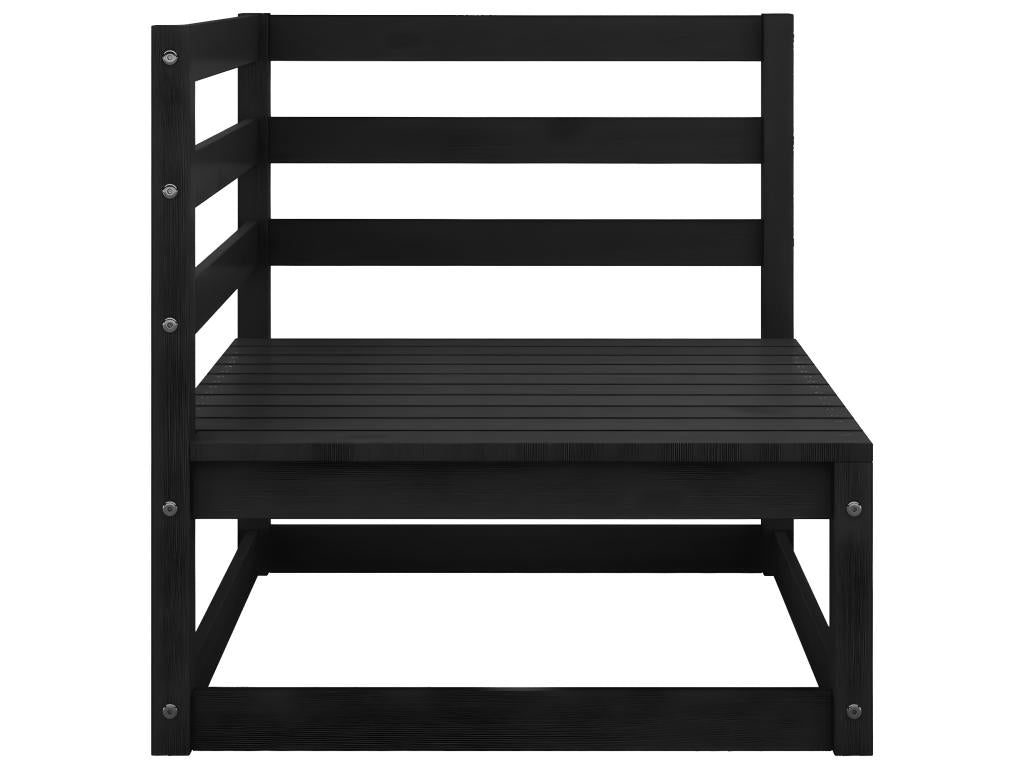 2-seater garden sofa with cushions, black, solid pine wood