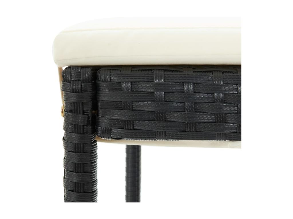 5-piece garden bar set with cushions, black woven resin