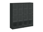 Bookcase with doors, black, 136x37x142 cm, engineered wood