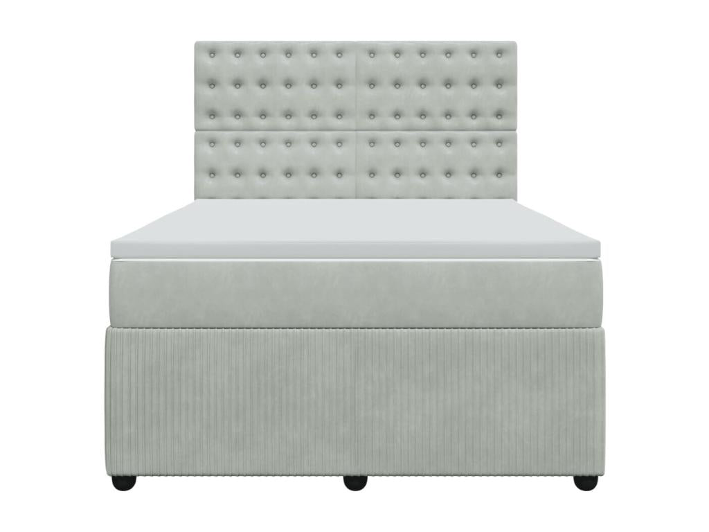 Vertchez bed base and mattress, light grey, 140x190cm, velvet