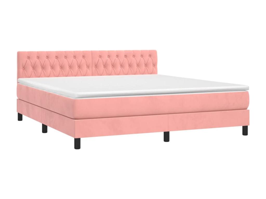 Upholstered bed base with mattress, pink, 180x200 cm, velvet