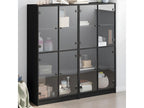 Bookcase with doors, black, 136x37x142 cm, engineered wood