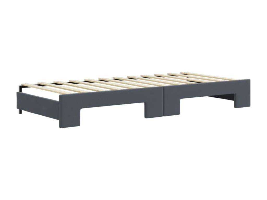 Daybed with trundle and drawers, dark grey… 90x200cm velvet