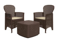 Meublita Outdoor Lounge Set, Garden Composition with 2 Armchairs and 1 Storage Table, Rattan Effect, Made in Italy, Brown