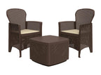 Meublita Outdoor Lounge Set, Garden Composition with 2 Armchairs and 1 Storage Table, Rattan Effect, Made in Italy, Brown