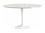 Round tulip table in marble - White marble top - Diameter 80 cm - Glossy white base